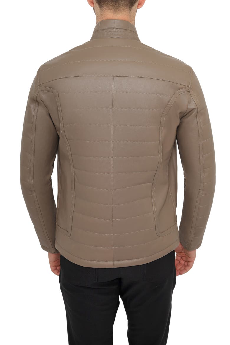 Quilted Leather Jacket, Alternate, color, TAUPE
