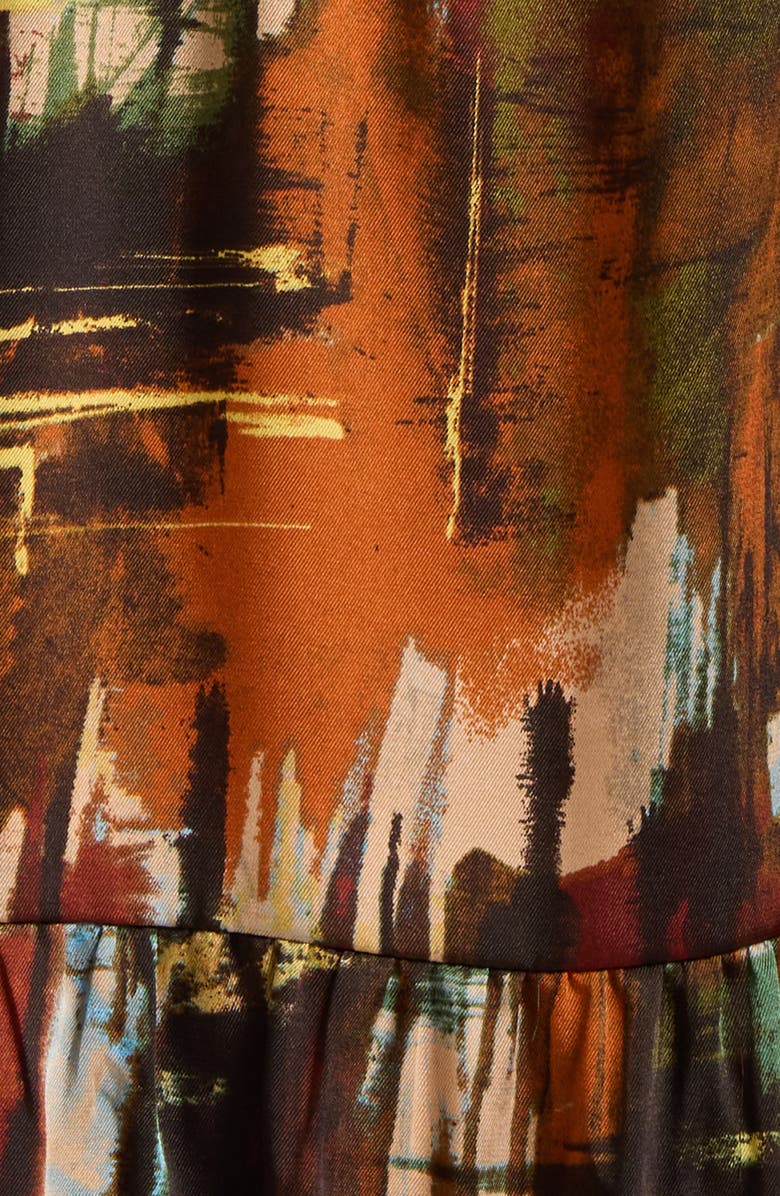 Tahari ASL Print Sleeveless Tiered Midi Shirtdress, Alternate, color, Cognac Paint