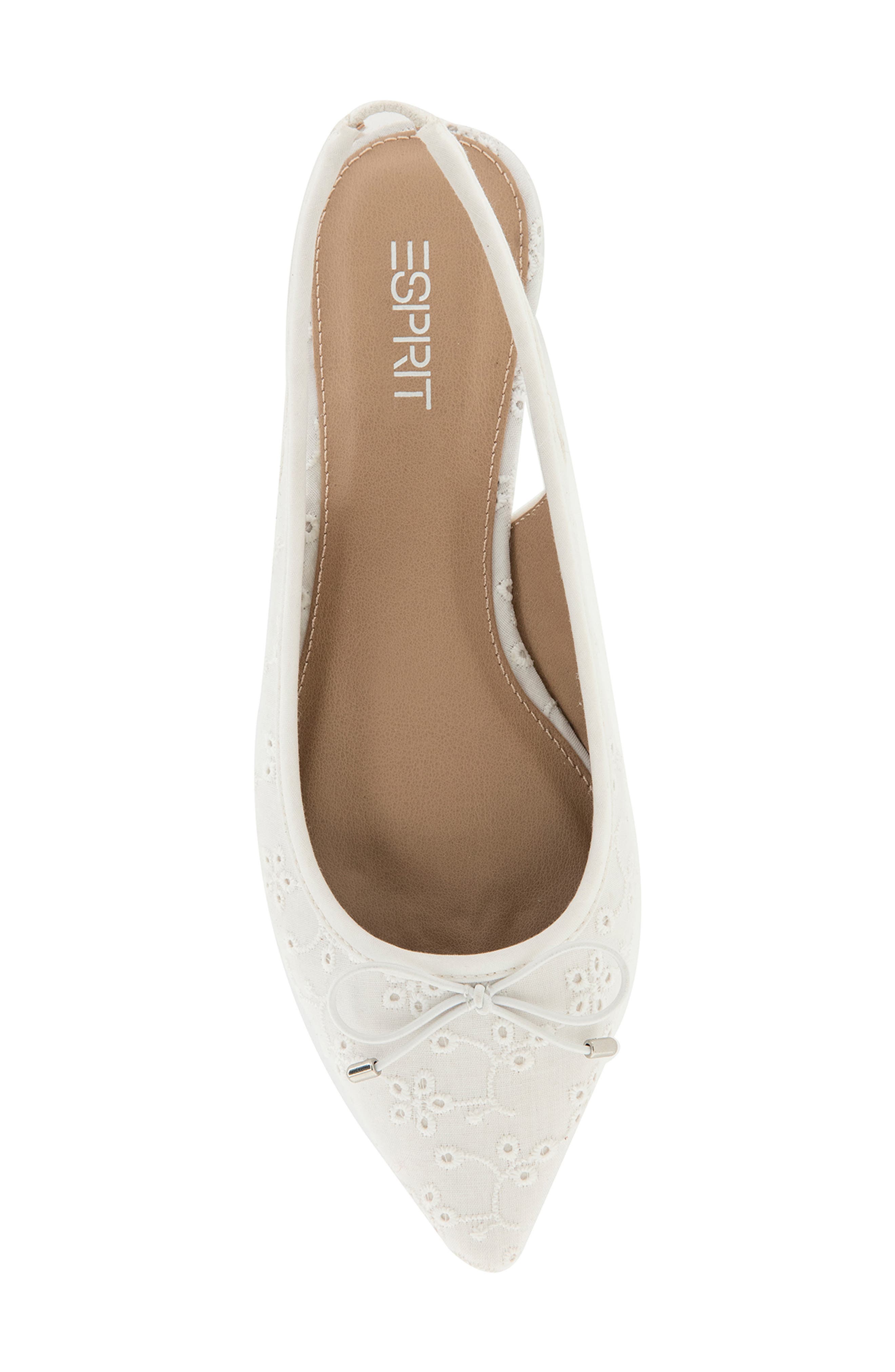 Esprit Petria Slingback Flat, Alternate, color, White Eyelet
