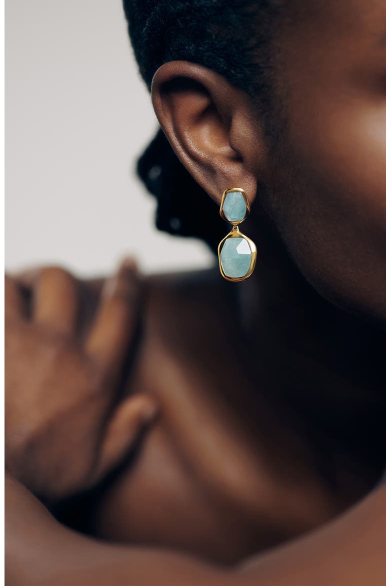 Odyssey Aquamarine Drop Earrings, Alternate, color, 18CT GOLD VERMEIL / AQUAMARINE
