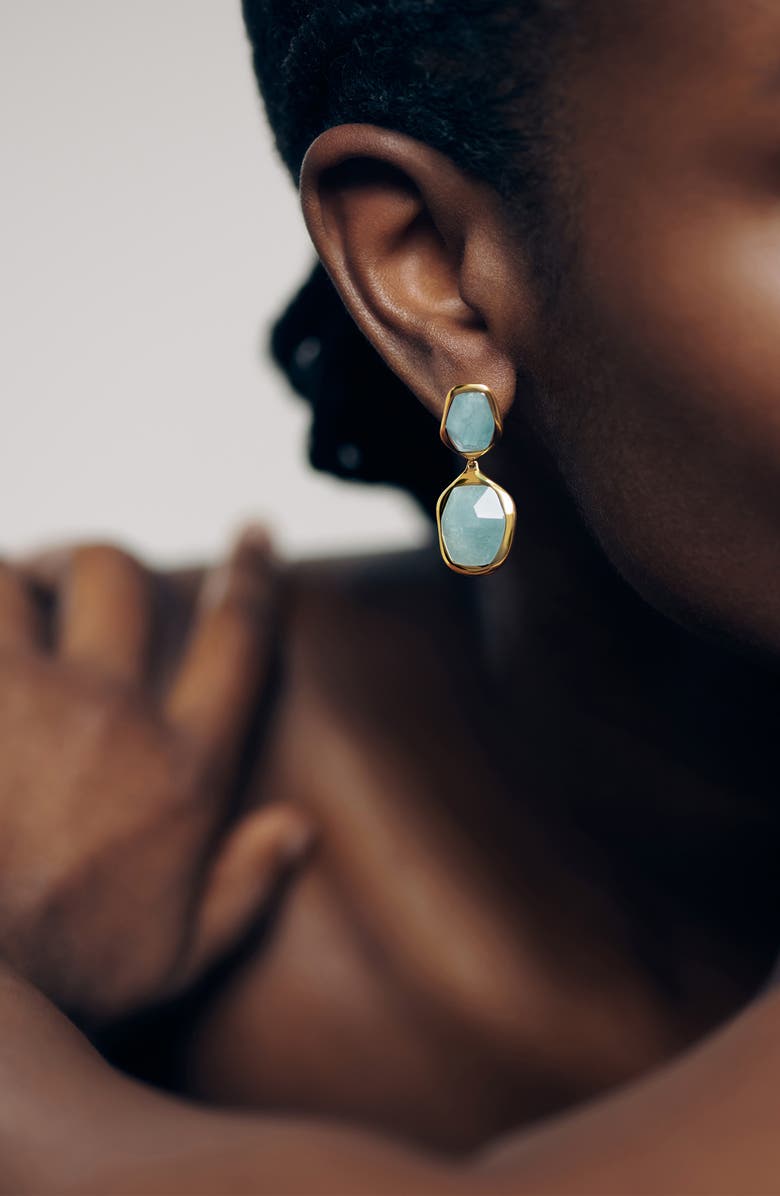 Monica Vinader Odyssey Aquamarine Drop Earrings, Alternate, color, 18Ct Gold Vermeil / Aquamarine