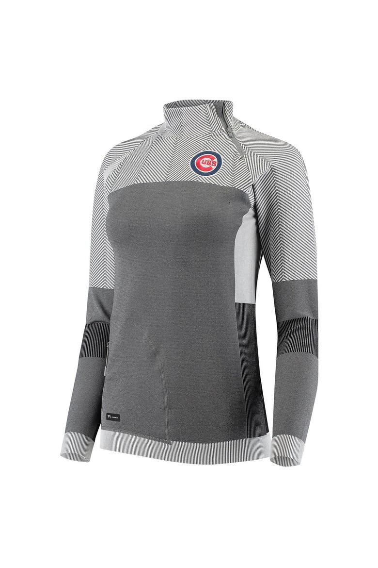 Women's Levelwear Gray Chicago Cubs Verse Asymmetrical Raglan Tri-Blend Quarter-Zip Jacket, Alternate, color, Gray