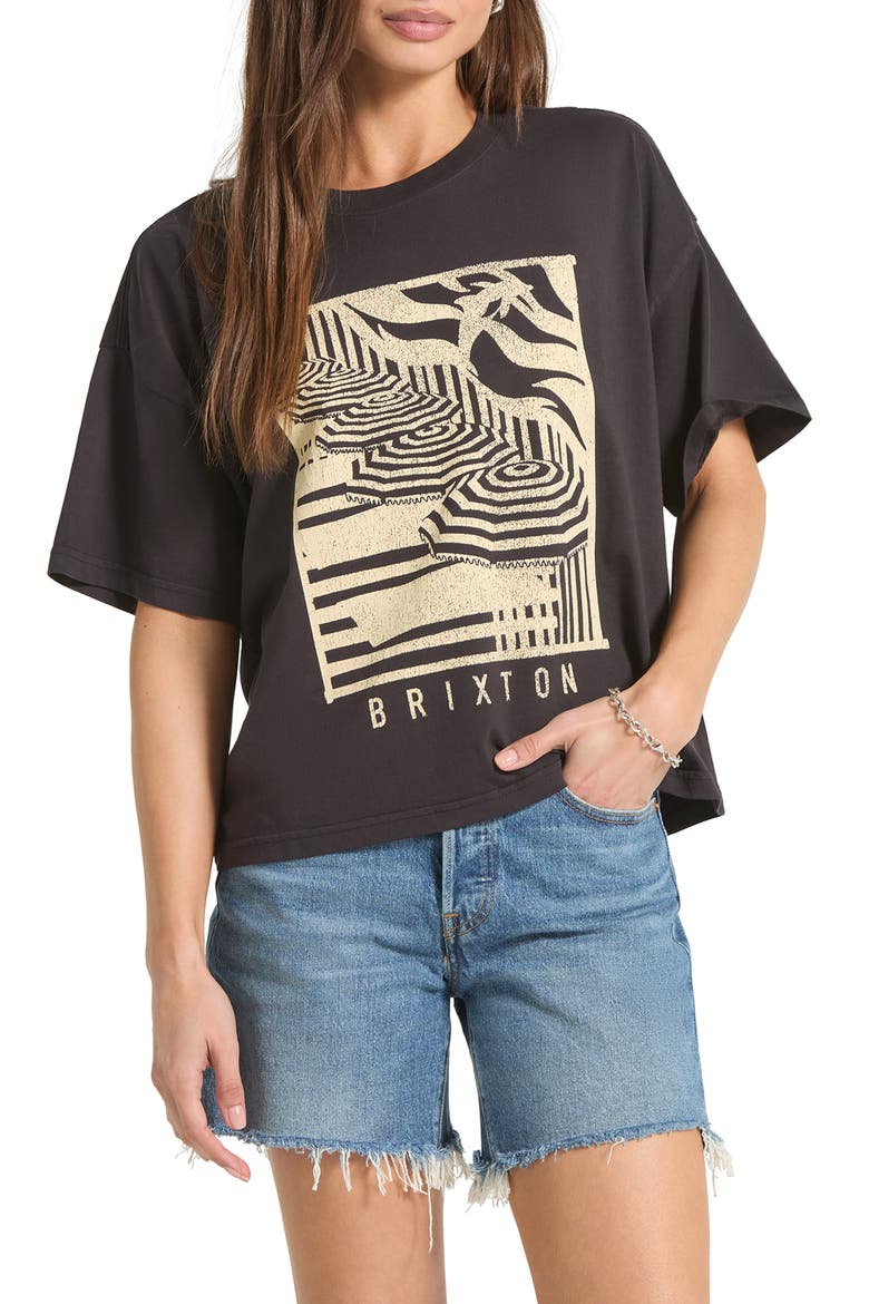 Poolside Boxy Cotton Graphic T-Shirt, Main, color, WASHED BLACK
