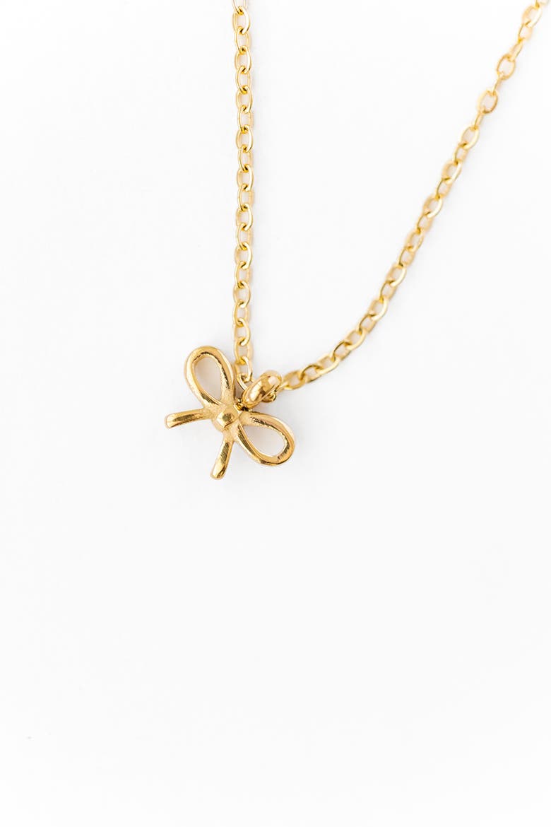 Bow Pendant Necklace, Alternate, color, Gold