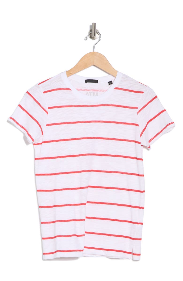 ATM Anthony Thomas Melillo Schoolboy Stripe Slub Jersey Crewneck T-Shirt, Alternate, color, Red/White Multi