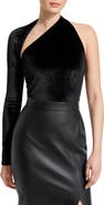Marcella Manhattan Velvet One-Shoulder Top