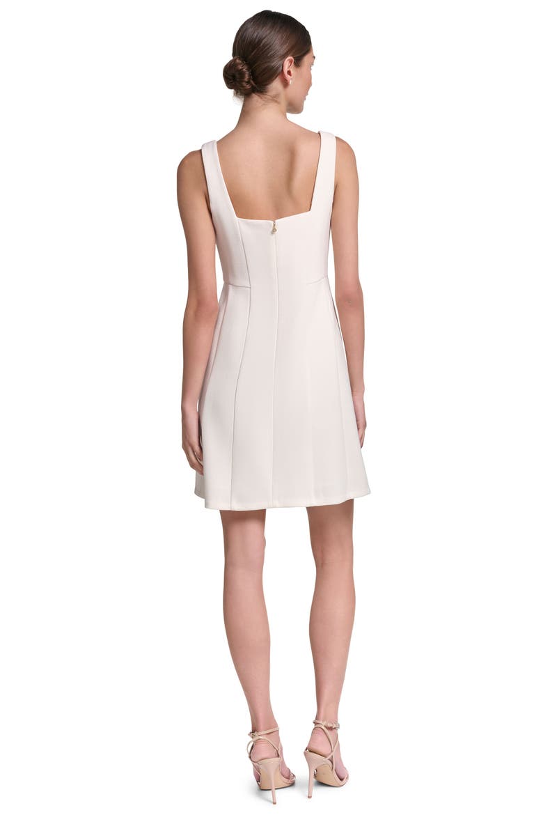 Sleeveless Embellished Crepe Shift Dress, Alternate, color, Antique White