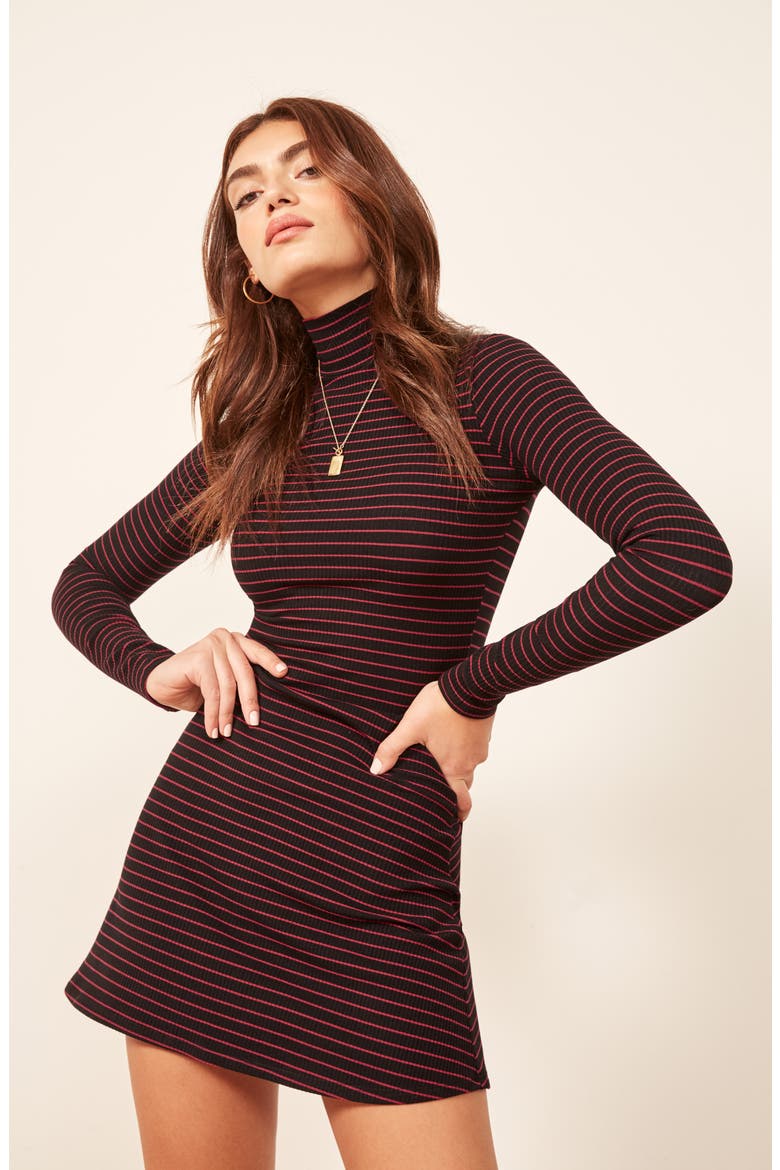 Maya Turtleneck Body-Con Dress, Alternate, color, NOCHE STRIPE