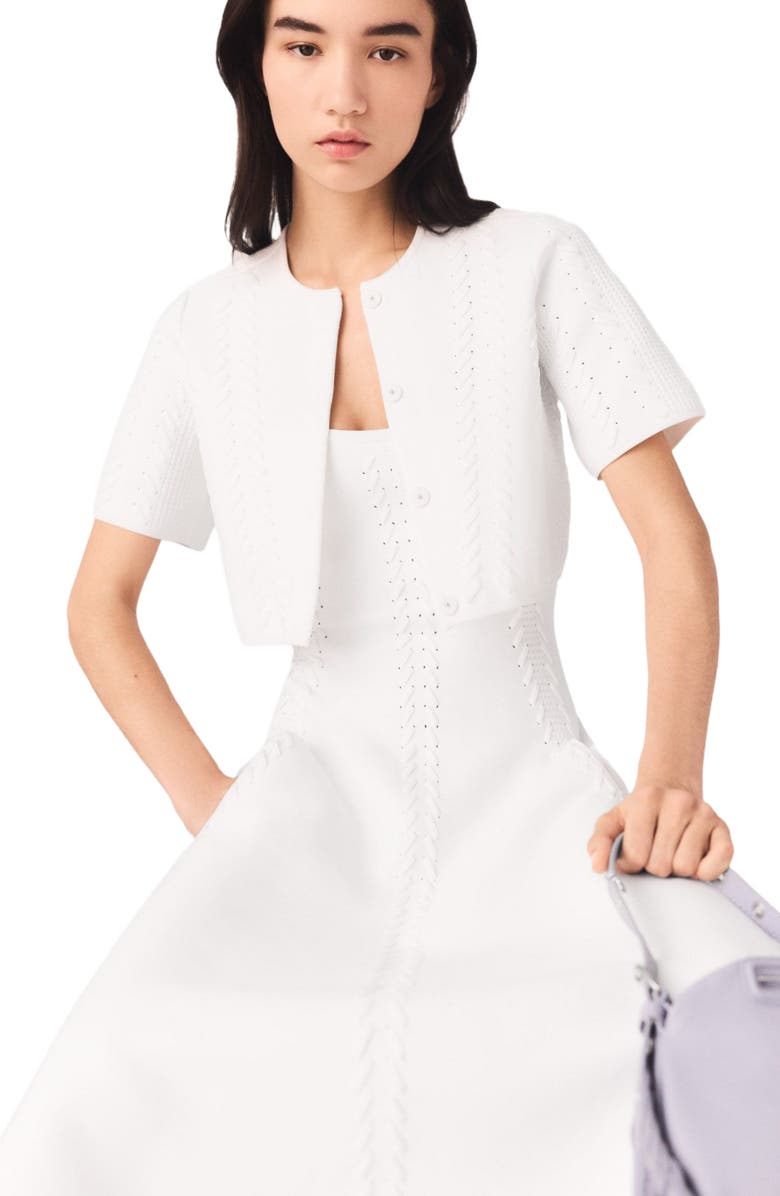 maje Cropped cardigan, Alternate, color, White