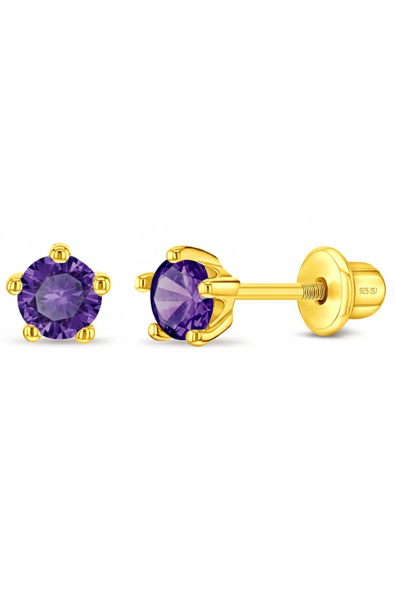 In Season Jewelry Prong CZ Solitaire Earrings, Main, color, Purple