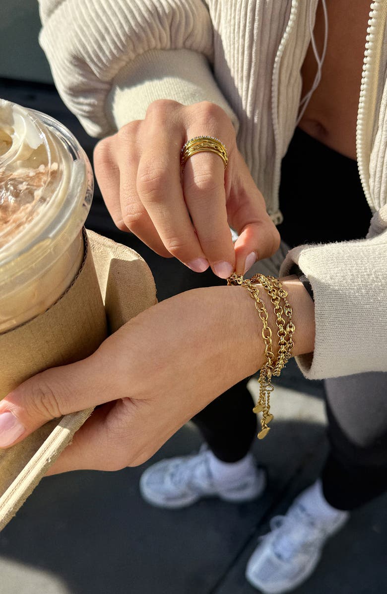 BaubleBar Emmy Set of 3 Waterproof Bracelets, Alternate, color, Gold