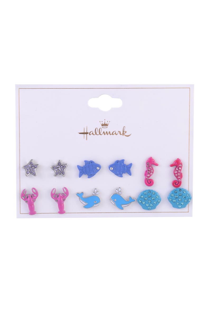 6 Pack Sea Life Stud Earring Set, Alternate, color, Multicolored