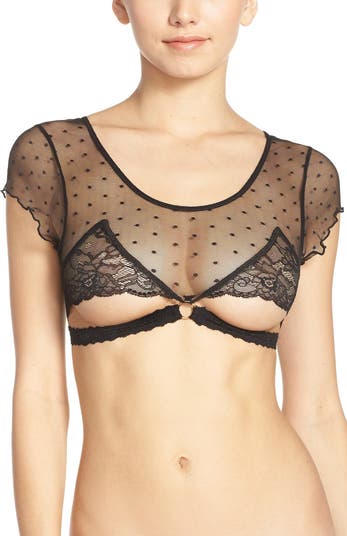 HoneyDew Women's Nichole Bralette - Sheer Lace & Mesh Cap Sleeve Bralette