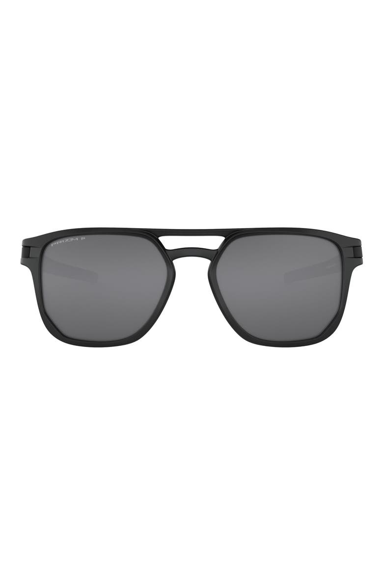 54mm Polarized Square Sunglasses, Main, color, BLACK