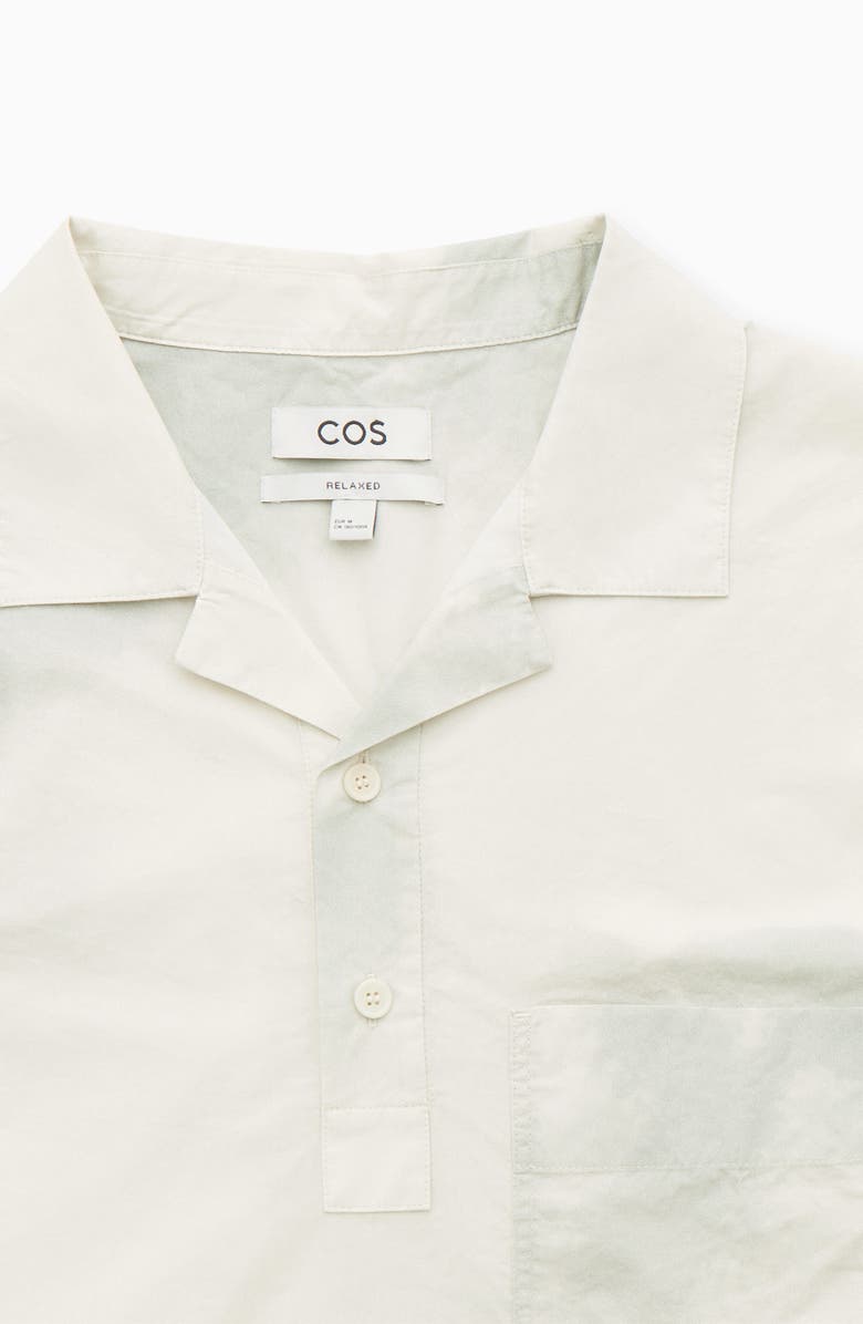 COS Print Half Placket Short Sleeve Shirt, Alternate, color, Green Dusty Light Print
