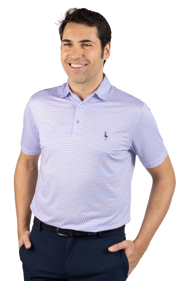 Micro Floral Print Performance Polo, Alternate, color, PURPLE/ WHITE