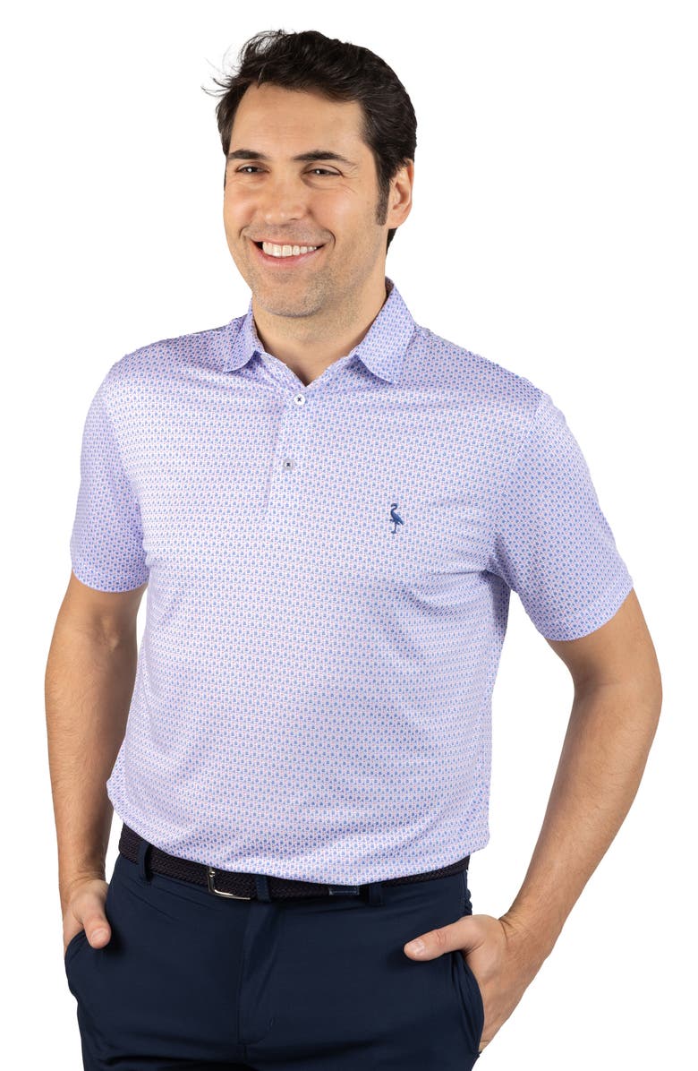 TailorByrd Micro Floral Print Performance Polo, Alternate, color, Purple/ White