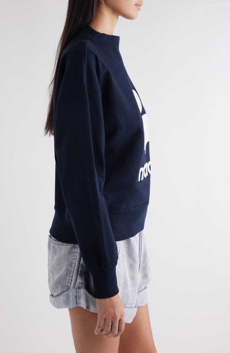 Isabel Marant Étoile Moby Flocked Logo Graphic Sweatshirt, Alternate, color, Midnight/ Natural