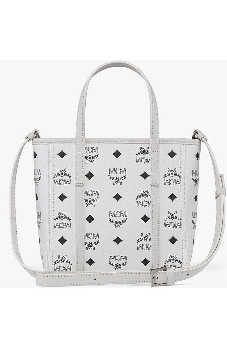 MCM Toni Top-Zip Shopper in Visetos, Alternate, color, White