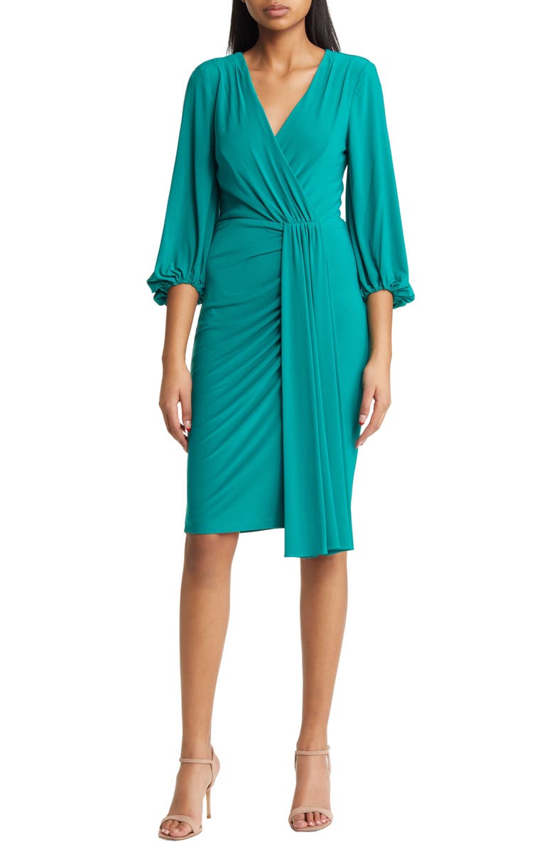 Eliza J Wrap Look Long Sleeve Dress, Main, color,