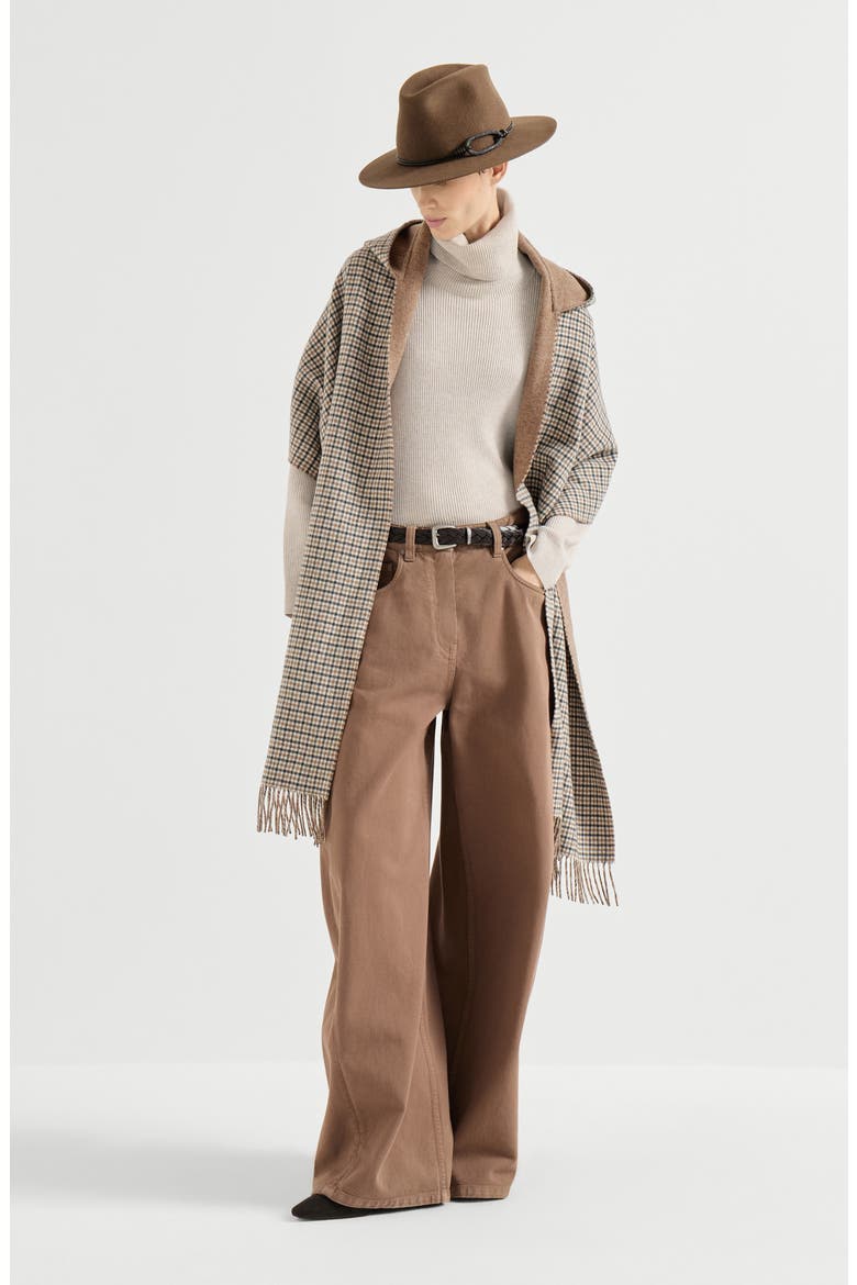 Virgin wool, cashmere and silk English rib turtleneck sweater, Alternate, color, Cool Beige