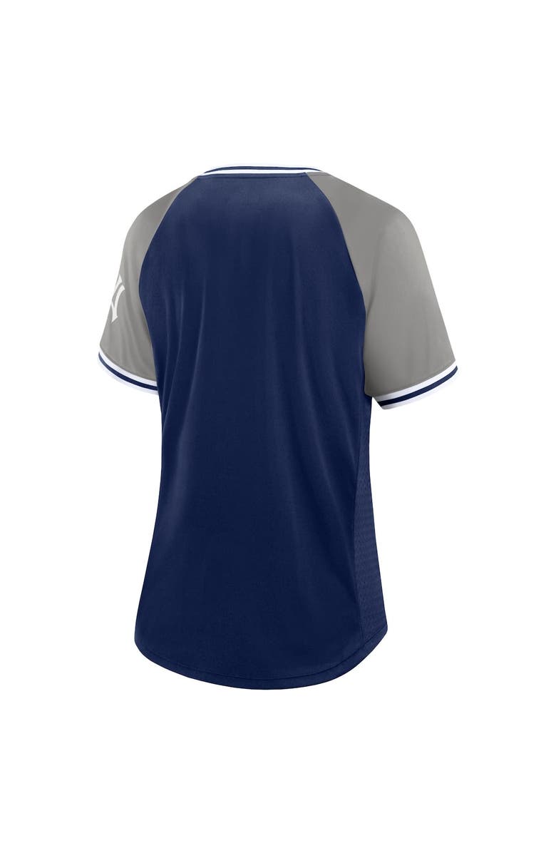 FANATICS Women's Fanatics Branded Navy New York Yankees Glitz & Glam League Diva Raglan V-Neck T-Shirt, Alternate, color, Navy