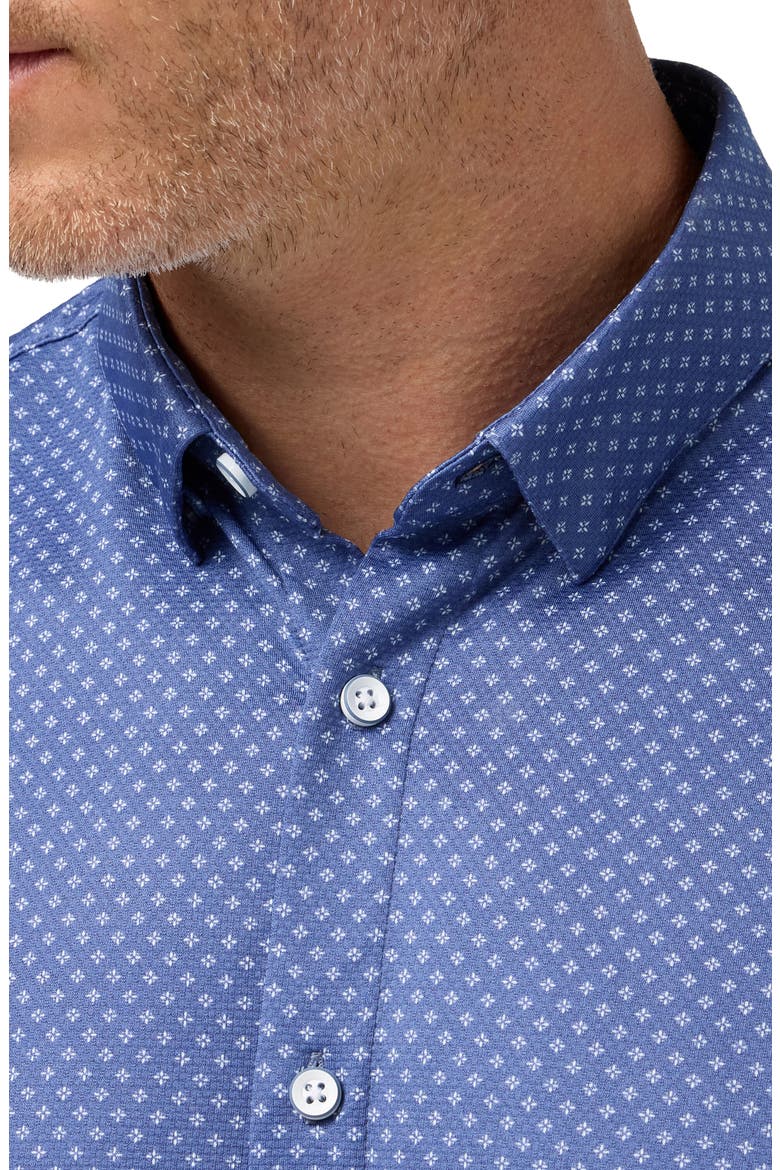Halyard Star Print Short Sleeve Performance Button-Up Shirt, Alternate, color, COASTAL FJORD STAR