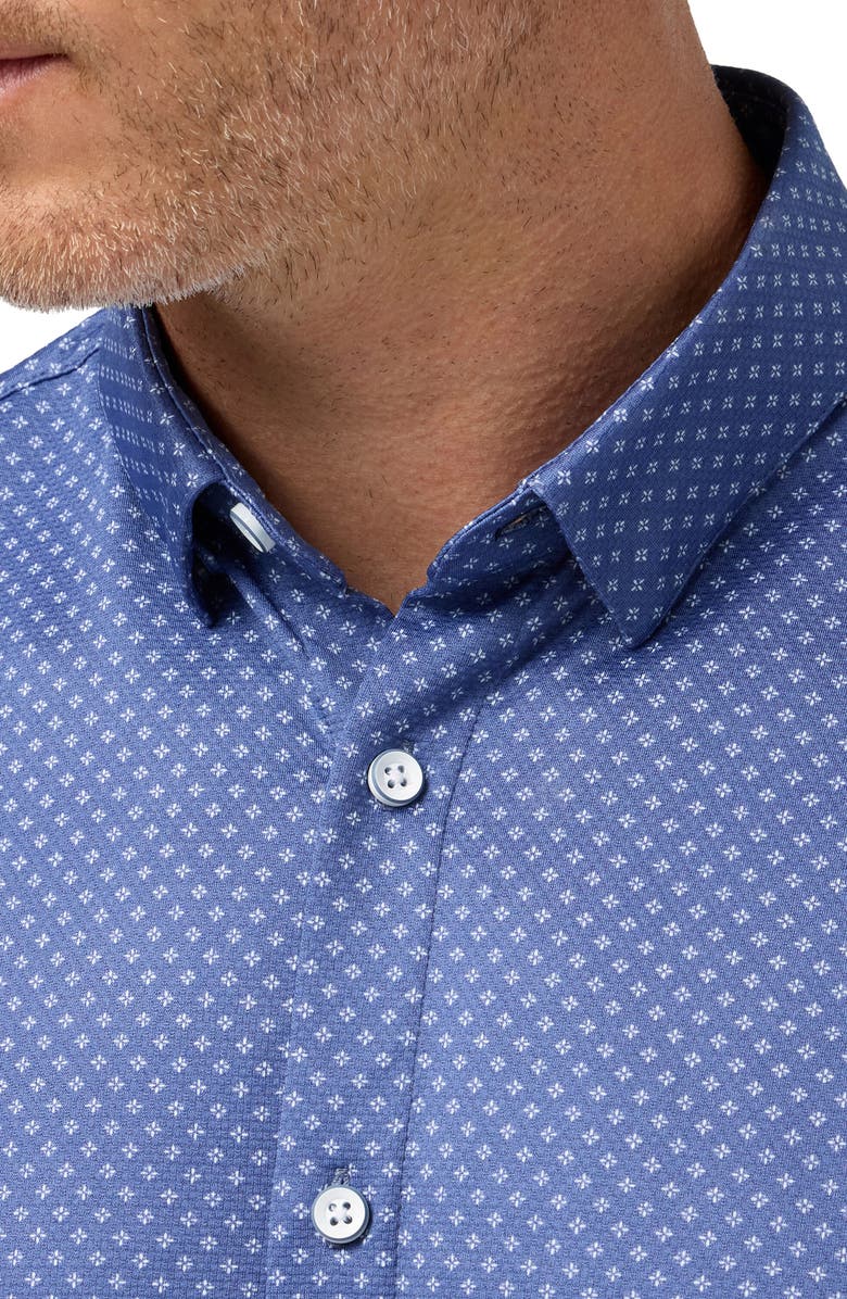 Mizzen+Main Halyard Star Print Short Sleeve Performance Button-Up Shirt, Alternate, color, Coastal Fjord Star