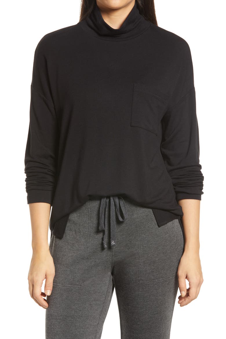 Signaturesoft Funnel Neck Sweatshirt, Main, color, BLACK