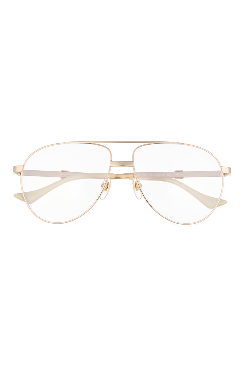 59mm Aviator Optical Glasses, Main, color, GOLD GOLD TRANSPARENT