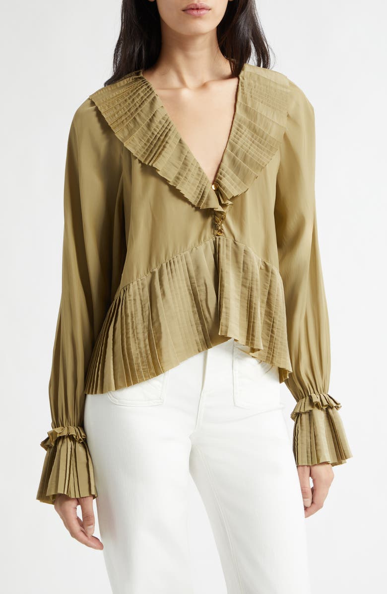 Ramy Brook Jacklyn Ruffle Top, Main, color, Safari
