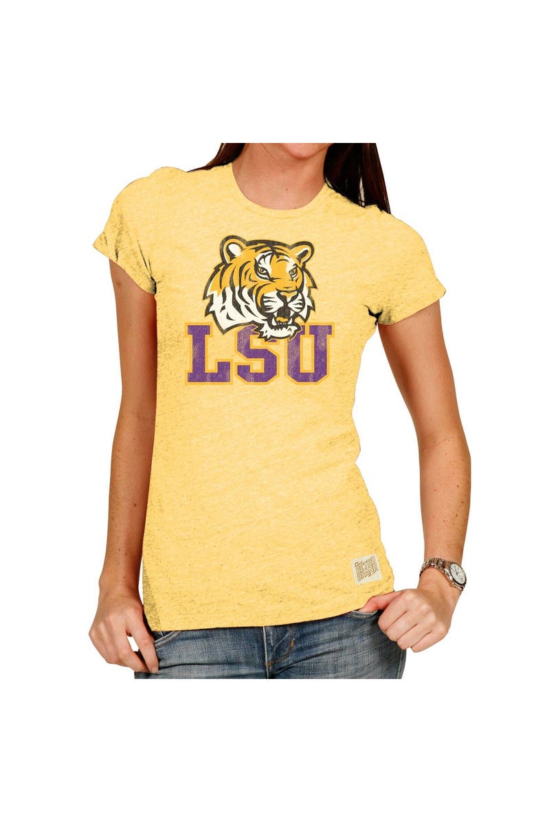 Retro Brand Women's Original Retro Brand Yellow LSU Tigers Tri-Blend Crew Neck T-Shirt, Main, color, 
