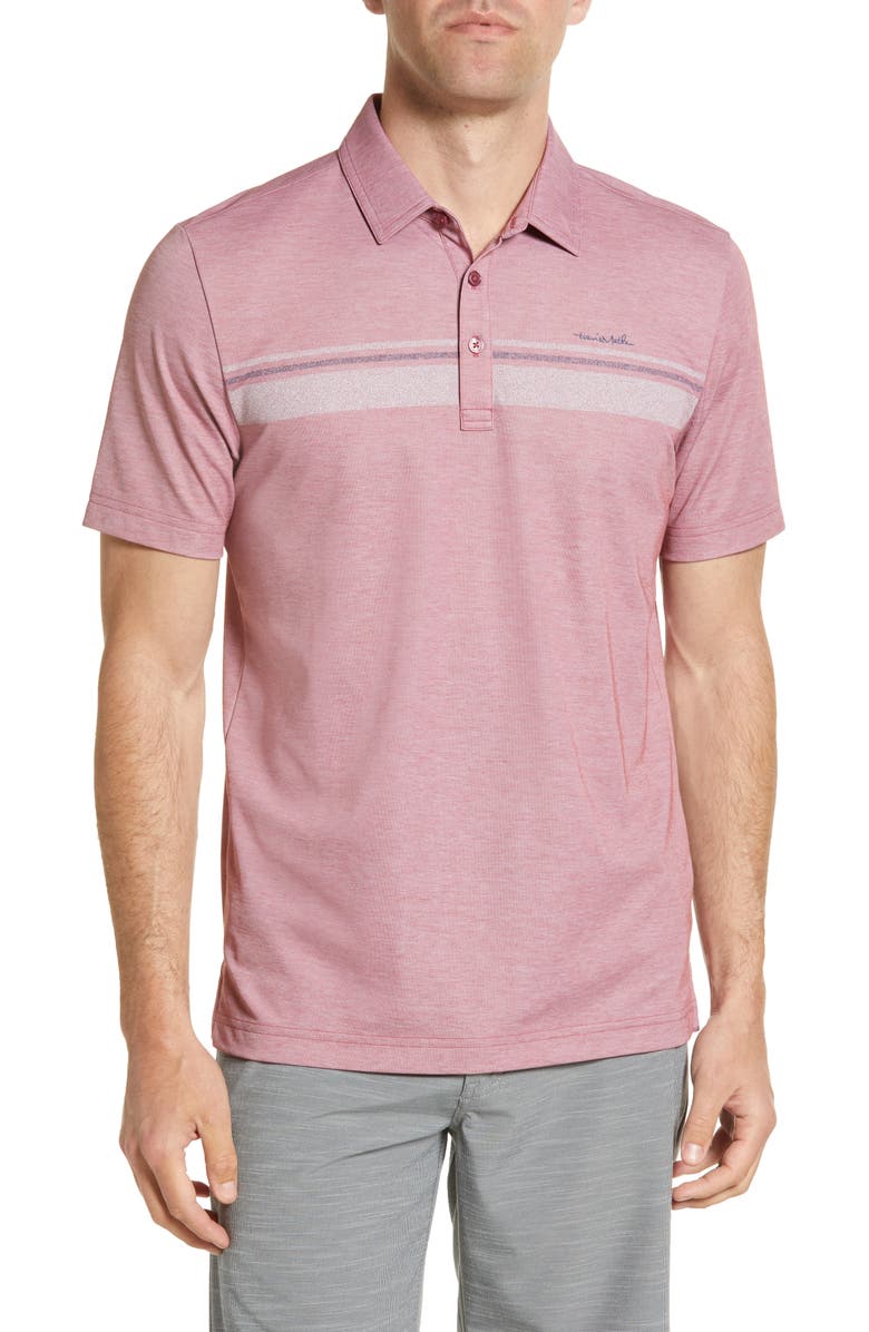TravisMathew Over the Water Cotton Blend Performance Polo, Main, color, Heather Ruby Wine