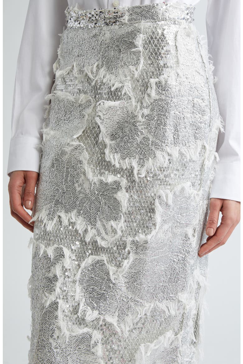 Sequin Embroidered Pencil Skirt, Alternate, color, SILVER