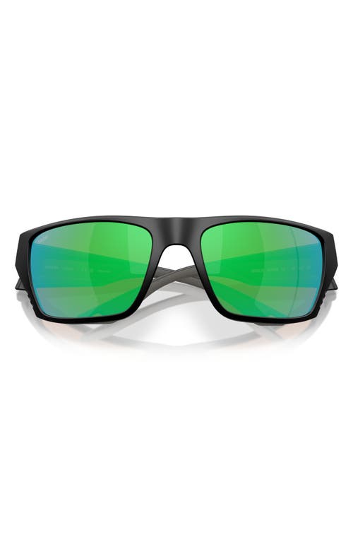Costa Del Mar 59mm Polarized Square Sunglasses In Matte Black/green Mirror