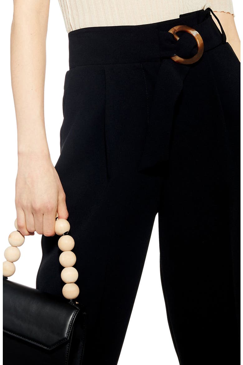 Wilma Belted Peg Tapered Trousers, Alternate, color, BLACK