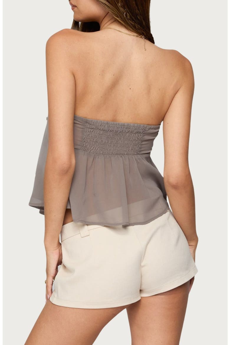Lenie Strapless Chiffon Baydoll Top, Alternate, color, GRAY