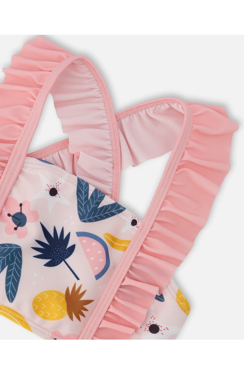 Deux par Deux Two-Piece Ruffle Fruits Swimsuit, Alternate, color, Pink Printed Fruits
