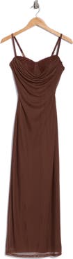 Madden Girl Cowl Neck Padded Maxi Dress