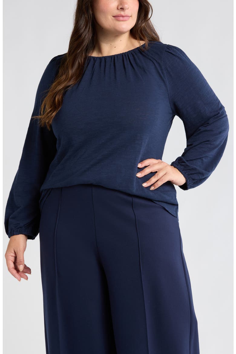 Gathered Neck Top, Main, color, NAVY BLAZER