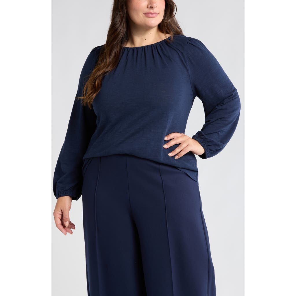 Caslonr Caslon(r) Gathered Neck Top In Navy Blazer
