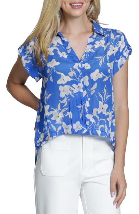 Print Wrap Front Cotton High-Low Top