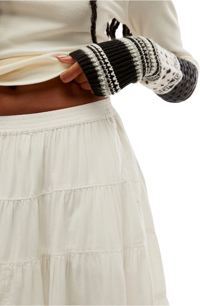 Free People Full Swing Tiered Cotton Blend Midi Skirt, Alternate, color,