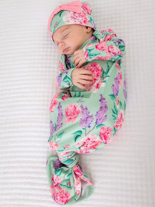 Rufflebutts Ruffle Knotted Sleep Gown & Hat Set In Multi