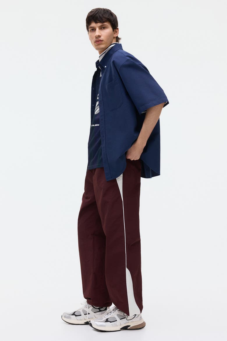 Relaxed Fit Short-sleeved Oxford Shirt, Alternate, color, Dark blue