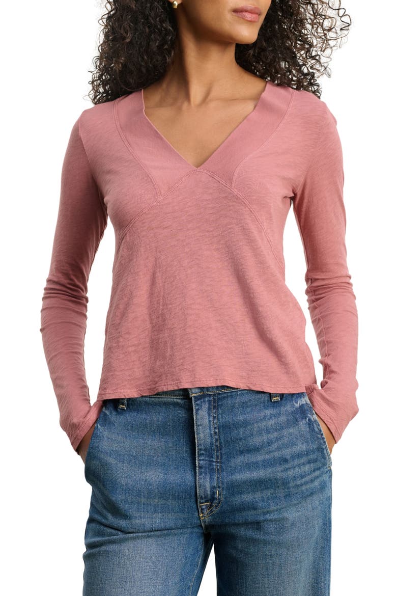 Cotton Slub V-Neck Tee, Main, color, DK BLSH PN
