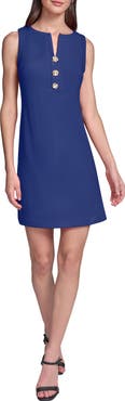 KARL LAGERFELD Flower Button Scuba Crepe Sheath Dress