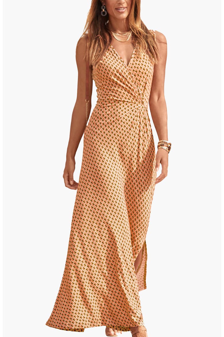 Knot Detail Maxi Dress, Main, color, Orange Brown