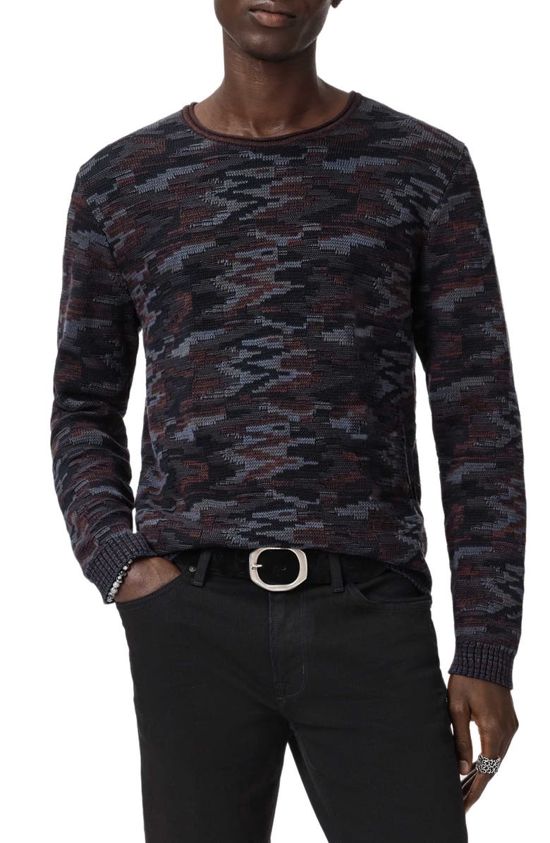 John Varvatos Caden Winter Pavement Organic Cotton Sweater, Main, color, Night Sky