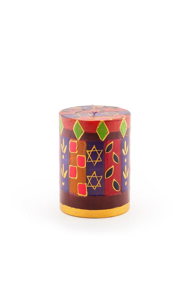 Judaica Painted Pillar Candle, Main, color, Judaica - 3x4"